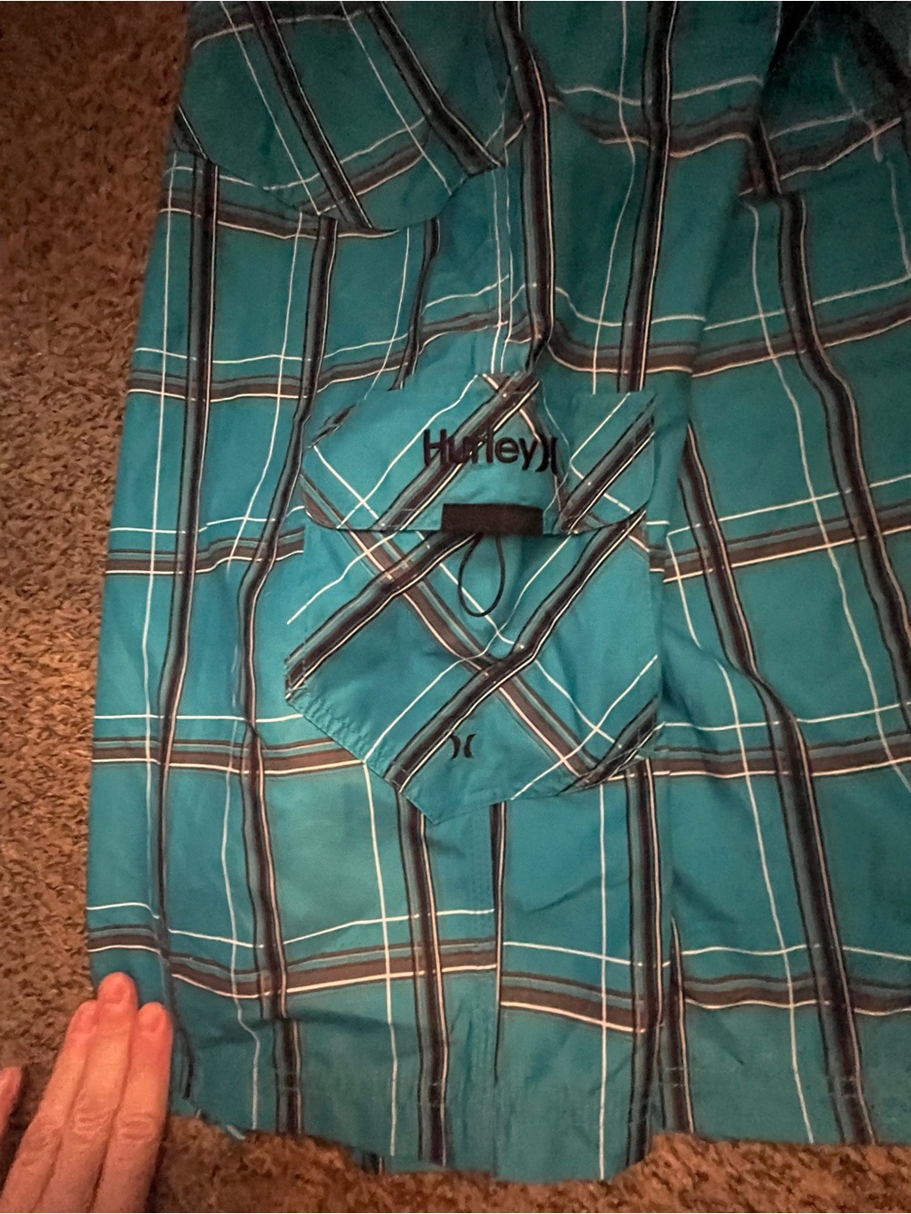 Hurley Phantom Board Shorts Men's Teal Plaid Swim Trunks - Brand: - Picture 4 of 6